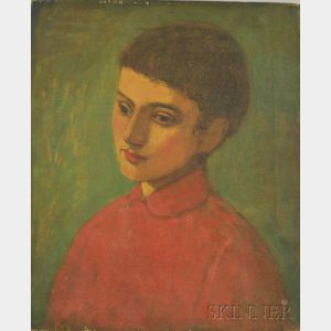 Lambro Ahlas (American, b. 1928) Portrait of a Boy in Red.