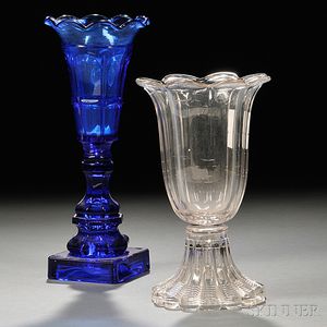 Two Pressed Glass Vases