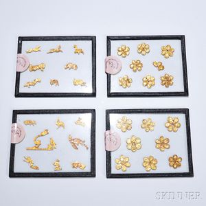 Four Glass Sleeves with Cut Gold Animals and Flowers