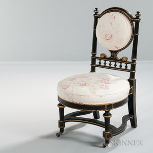 French Napoleon III Ebonized and Parcel-gilt Chair