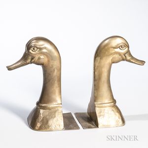 Pair of Brass Goose-head Bookends