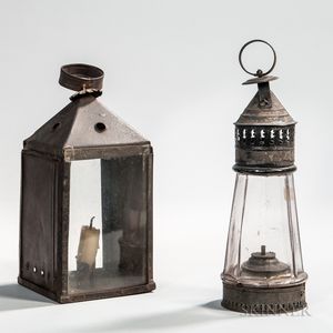 Two Tin and Glass Lanterns