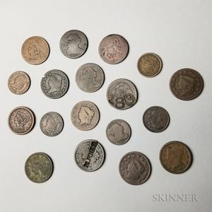 Eighteen Large Cents and Half Cents
