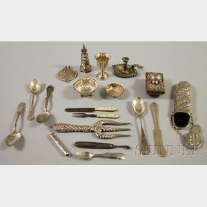 Approximately Nineteen Miscellaneous Small Silver and Silver Plated Items