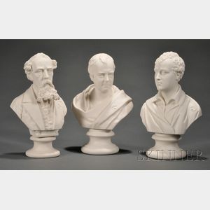 Three Staffordshire Parian Portrait Busts