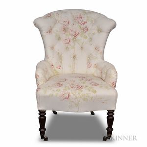 Victorian Turned Mahogany Upholstered Chair
