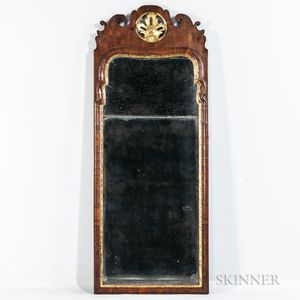 Carved Walnut and Gilt-gesso Looking Glass