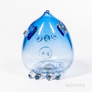 Kurt Carlson (American, 20th/21st Century) Blue Art Glass Pig Vase