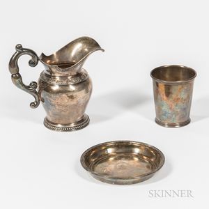 Three Pieces of Coin Silver and Silver-plated Tableware