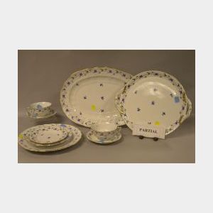 Forty-two Piece Herend Blue Garland Pattern Porcelain Partial Dinner Service.