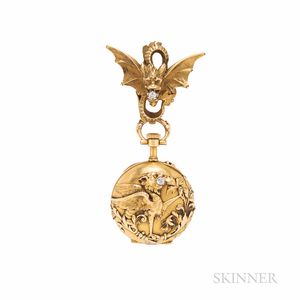 Antique 18kt Gold and Diamond Open-face Pendant Watch