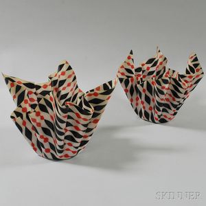 Pair of Molded Plastic Graphic Handkerchief Vases