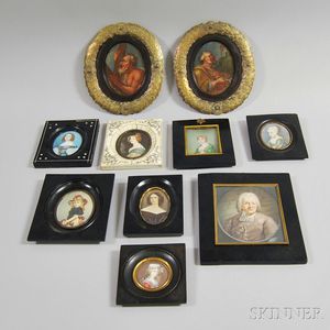 Ten Framed European Miniature Portraits