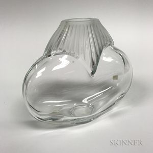 Modern Lalique Colorless and Frosted Glass Ovoid Vase
