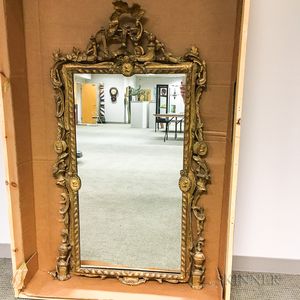 Continental Rococo-style Carved Gilt-gesso Mirror