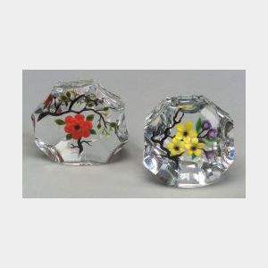 Two Large Victor Trabucco Dome-top Paperweights