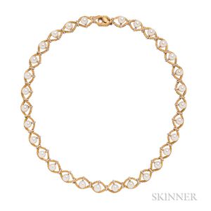 18kt Bicolor Gold and Cultured Pearl Necklace, Buccellati