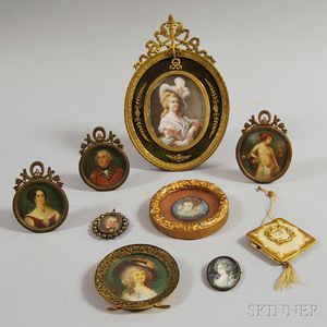 Nine Framed Miniature Portraits