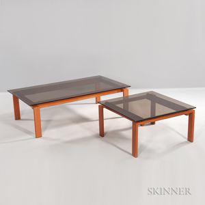 Glass-top Teak Coffee Table and End Table