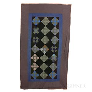 Amish Pieced and Appliqued Cotton Nine-patch Quilt. 