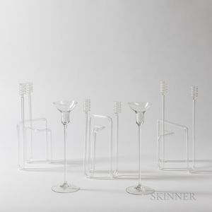 Three Modernist Glass Candelabra