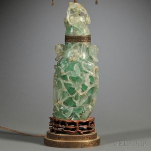 Fluorite Covered Vase Mounted as a Lamp