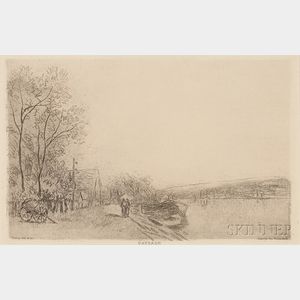 Alfred Sisley (French, 1839-1899 Bords du Loing: la charrette