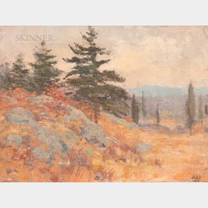 Henry Hammond Ahl (American, 1869-1953) Rocky Hillside in Autumn