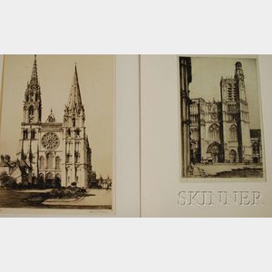 Samuel V. Chamberlain (American, 1895-1975) Lot of Two Cathedral Views: Cathedral de Sens