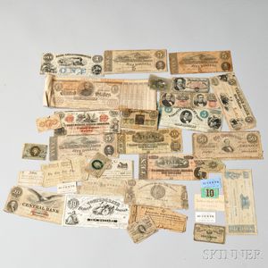 Group of Confederate and Federal Currency and Sutlers Notes