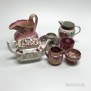 Eleven Pink Lustre Ceramic Tableware Items