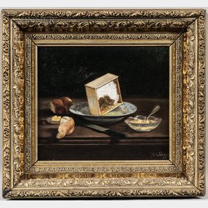 American School, 19th Century Two Framed Still Life Paintings: Still Life with Bread