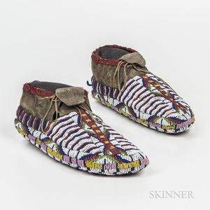 Northern Plains Fully Beaded Hide Moccasins