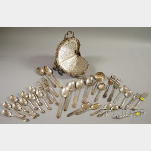 Group of Silver and Silver-plated Flatware and a Silver-plated Serving Piece