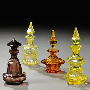 Four Pressed Glass Colognes