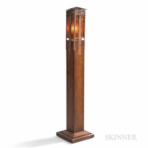 Stickley International Oak and Copper Floor Lamp