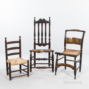 Three Country Painted Side Chairs