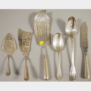Six Sterling and Coin Silver Flatware Serving Items