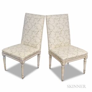 Pair of Swedish Neoclassical-style Painted and Upholstered Side Chairs