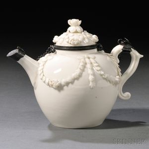 Mennecy White Glazed Porcelain Teapot and Cover