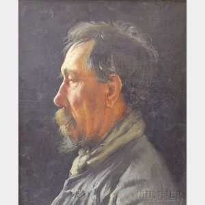 Jules Blancpain (Swiss, 1860-1914) Portrait of an Older Man in Profile