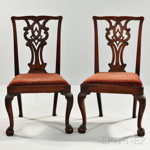 Pair of Chippendale Carved Mahogany Side Chairs
