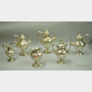 Six-piece Rococo-style Silver Plated Tea and Coffee Service.