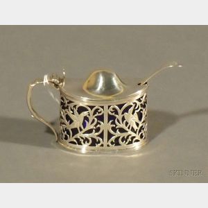 George III Silver and Cobalt Glass Mustard Pot