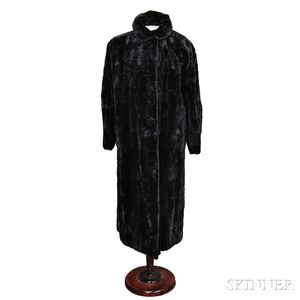 Fendi Blue Dyed Mole Long Coat