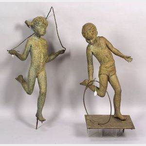 Elsa Martinus (American, 20th Century) Sculpted Bronze Figures of Children at Play.