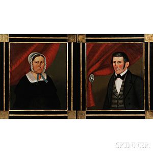 Horace Bundy (Vermont/New Hampshire, 1814-1883) Portraits of Mr. and Mrs. Abel Brown