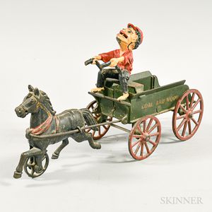 Polychrome Cast Iron "Coal and Wood" Horse and Wagon