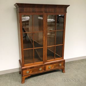 Federal-style Glazed Mahogany Two-drawer Bookcase