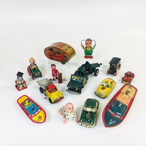Fourteen Tin and Composite Toys